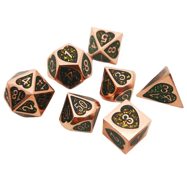 Juego de dados poliédricos Juego De 7 Piezas De Aleación De Zinc Dados Poliédricos D4 D6 D8 D10 D12 D20 Set Bronce Bronce Magideal Juego de dados poliédricos