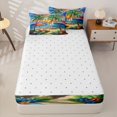 thumbnail image 4 of Homewish Coastal Flowers Palm Tree Zipper Twin Comforter Sets with Fitted Sheet and 2 Pillowcases for Teens,Boys Girls Ocean Beach Sunset Zipper Bedding Set,4-Piece, 4 of 6
