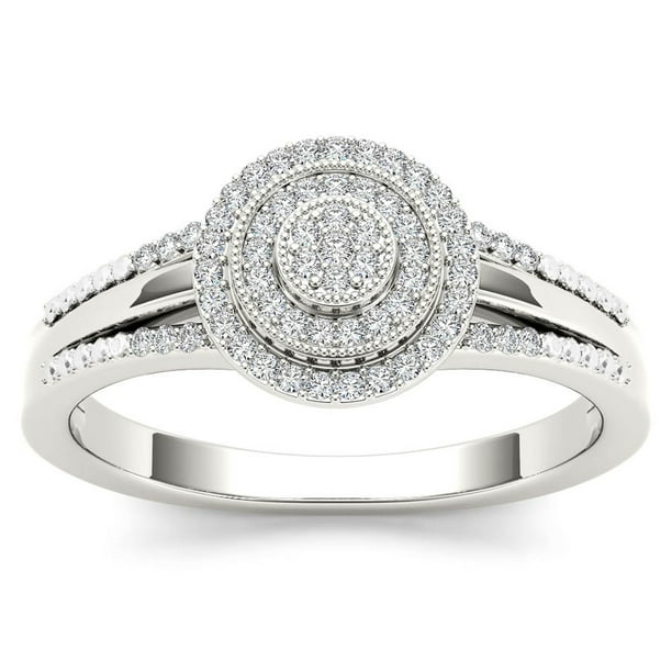 Imperial 1 6Ct TDW Diamond  10K White  Gold Cluster Halo 