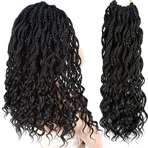 Firstcyh Hair 6 Packs Goddess Box Braids Crochet Hair Faux Locs Braids Hair Wavy Dreadlocks Crochet Box Braids Hair Curly Ends Synthetic Braiding Hair