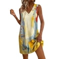 thumbnail image 2 of Guieoi Womens Dresses Plus Size Summer Sleeveless V-Neck Casual Dress with Pockets, Loose-Fit Casual Yellow S, 2 of 7