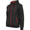 thumbnail image 4 of Build Your Brand - Chaqueta deportiva con cremallera para hombre (Negro/Rojo), 4 of 4