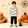 thumbnail image 2 of Zylarhe Kids Halloween Tops Hoodie with Front Pocket for Boys Cozy Sweatshirt Seasonal Comfort Beige 9-10 Years, 2 of 7