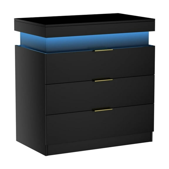 Nightstand with Charging Station and LED Lights,Night Stand with Sliding Top for Bedroom,Bedside Table with Drawers,Modern End Side Table