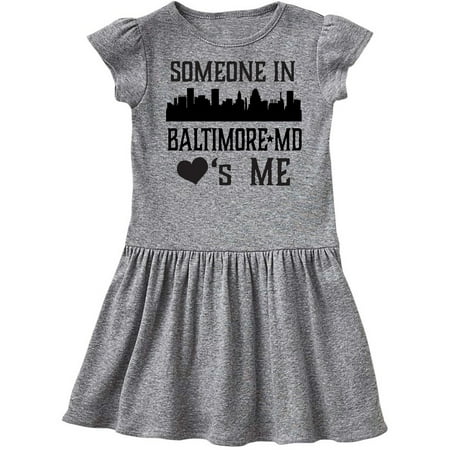 

Inktastic Baltimore Maryland Someone Loves Me Skyline Gift Toddler Girl Dress