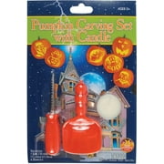 Loftus Scoop, Saw, Stencils & Candle Halloween 9pc Pumpkin Carving Kit, Orange