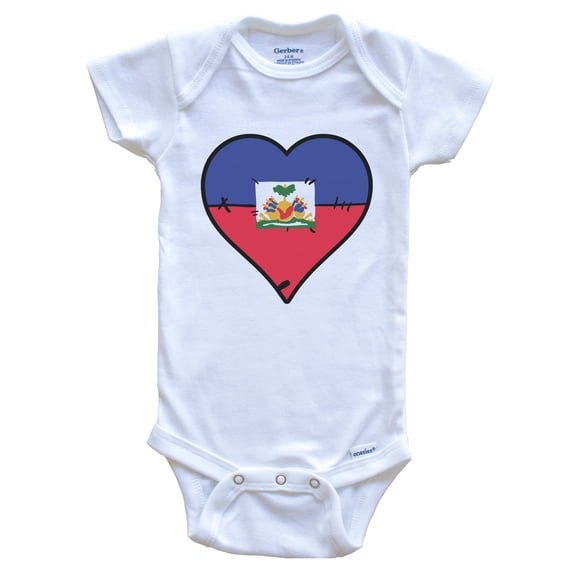 Haiti Heart Haitian Flag Baby Bodysuit