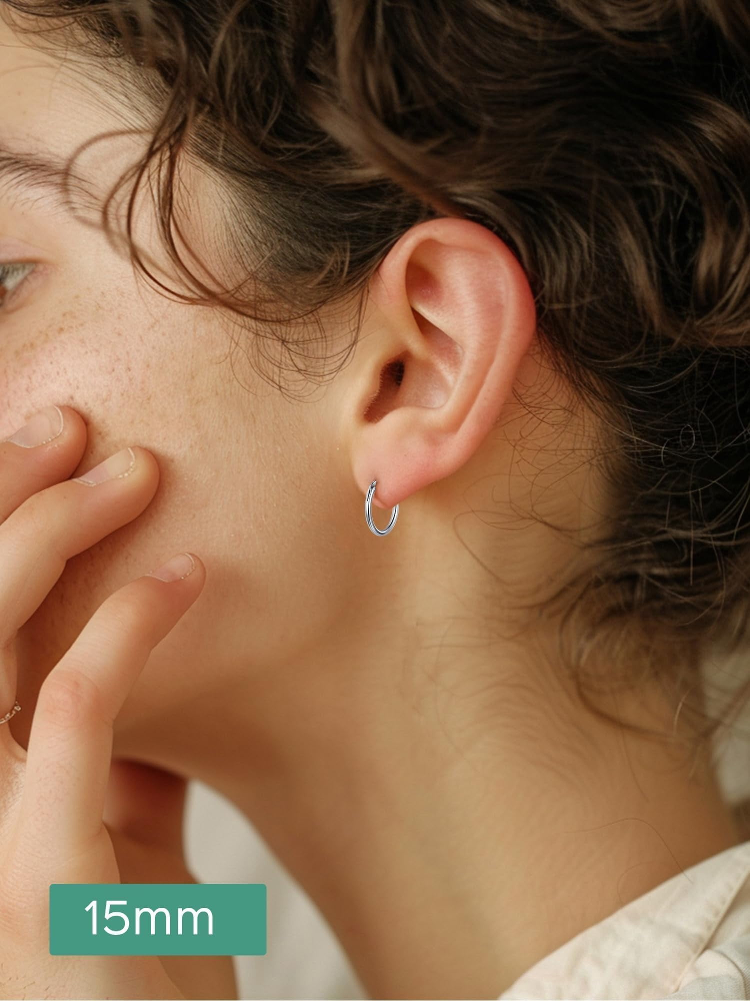 ChicSilver Hypoallergenic Small Silver Hoop Earrings 15MM