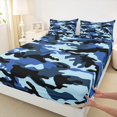 thumbnail image 3 of Castle Fairy Abstract Camouflage Boy 3pcs Twin Sheet Sets,Twin Fitted Sheet,Black Blue Breathable Flat Sheet,Ultra Soft Home Decor, 3 of 7
