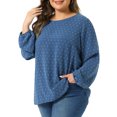 thumbnail image 2 of DARING DIVA Women's Plus Crewneck Chiffon Swiss Dots Shirts Top 2X Gray Blue, 2 of 6