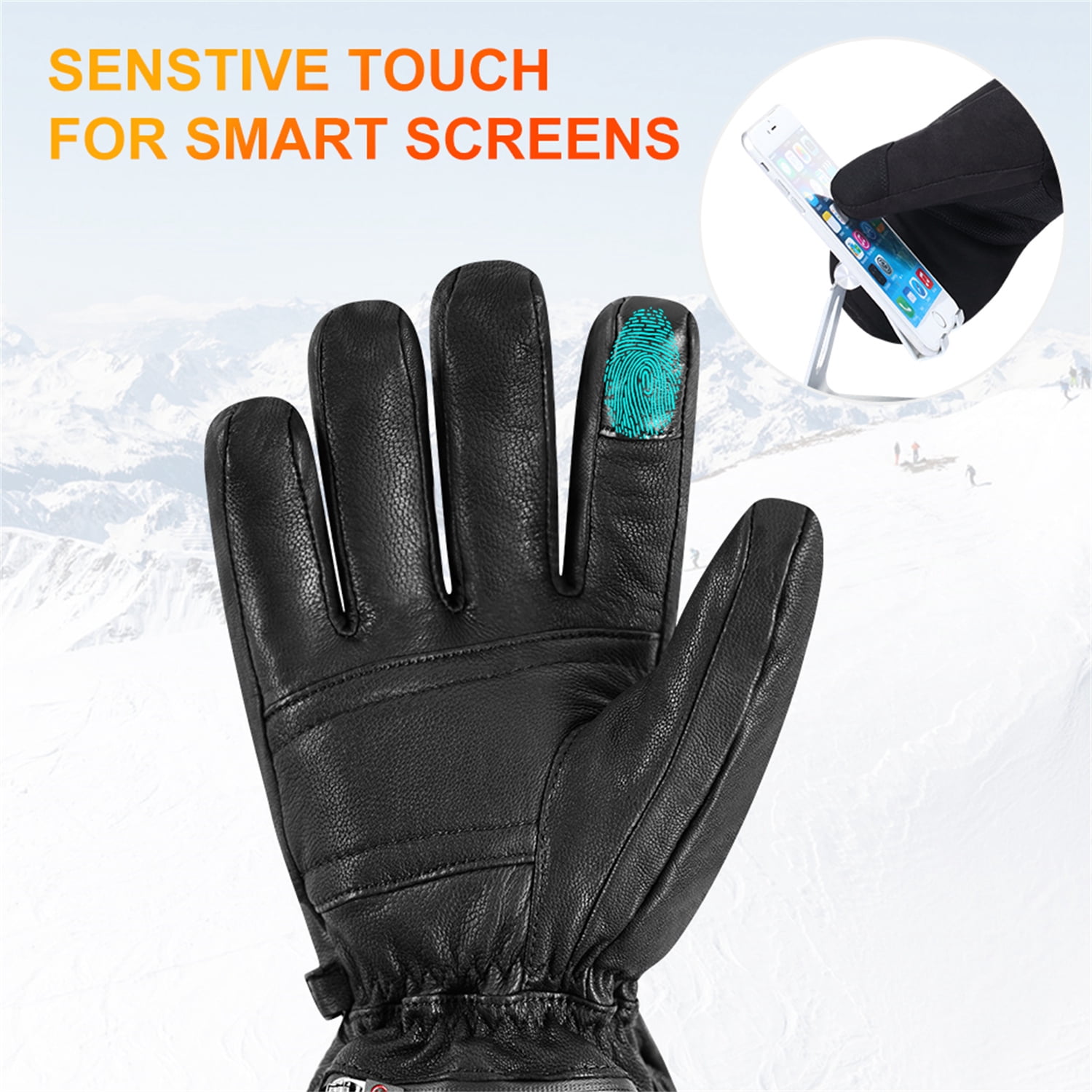 SAVIOR HEAT Heated Gloves Skiing Heated Gloves Warm Gloves Winter Touch Screen Waterproof Cold Weather Gloves for Outdoor Work, Travel, Riding, Skiing, Hunting