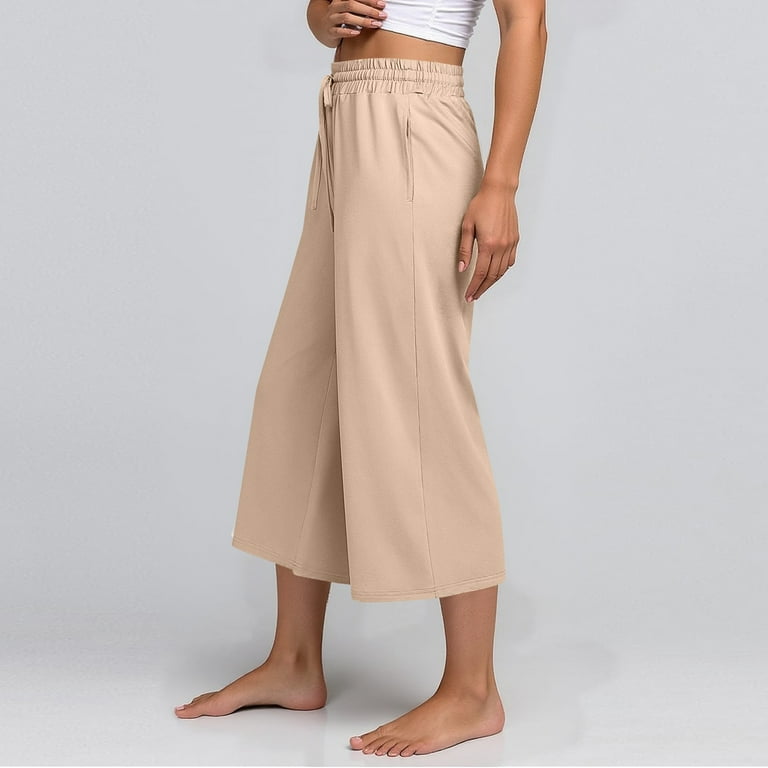 Tianiyouqing Women's Dance Cropped Capri Pants Pull on Drawstring