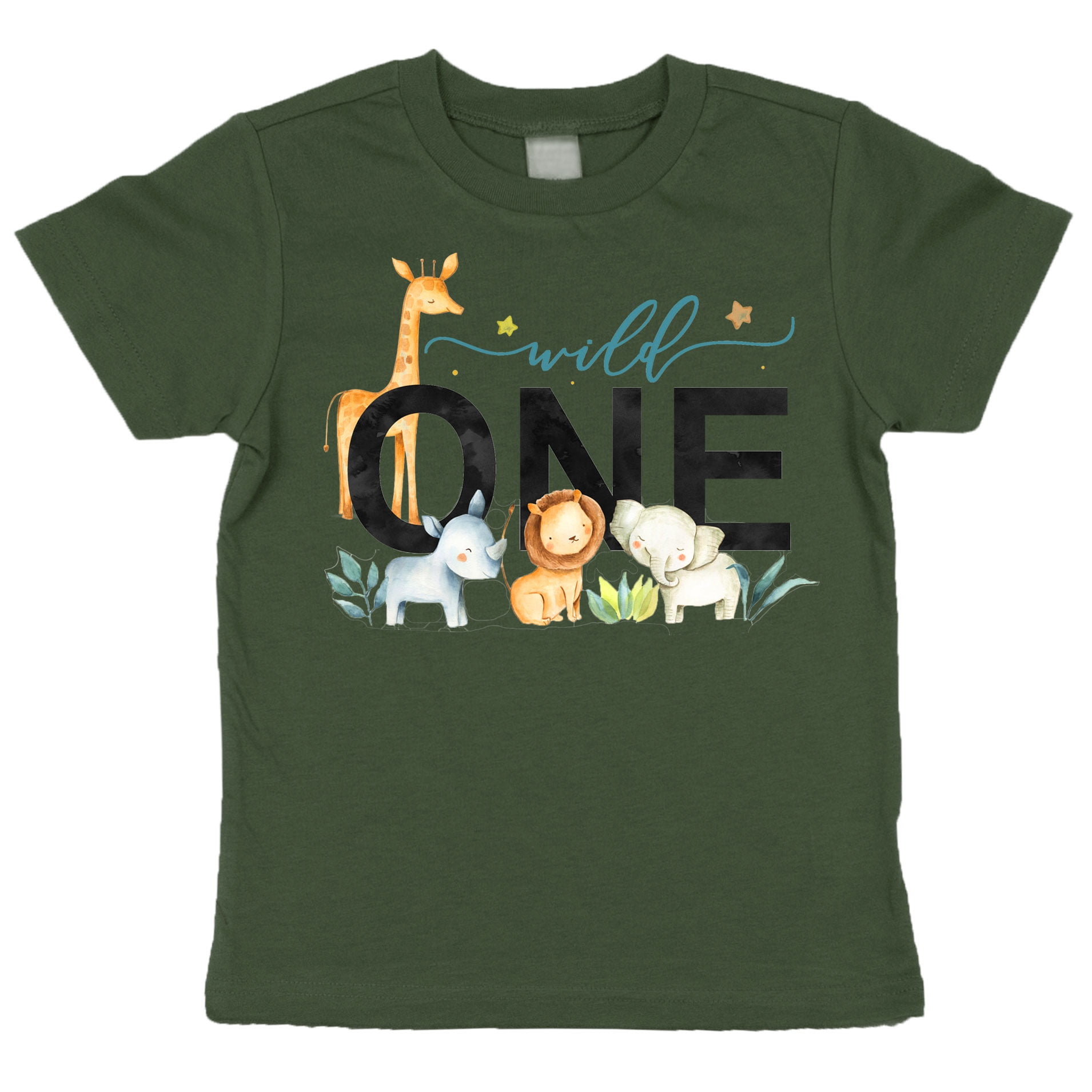 Wild One Boys 1st Birthday Safari Animal Themed TShirts for Baby Boys