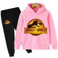 thumbnail image 3 of Conjunto de 2 piezas de sudadera y pantalón con estampado de dibujos animados de dinosaurios de Jurassic World para niños y niñas, moda de otoño y primavera, 3 of 5