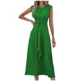 thumbnail image 2 of Wancir Women's Fashion Solid Color Short Sleeve Round Neck Waist In Dresses, 2 of 5