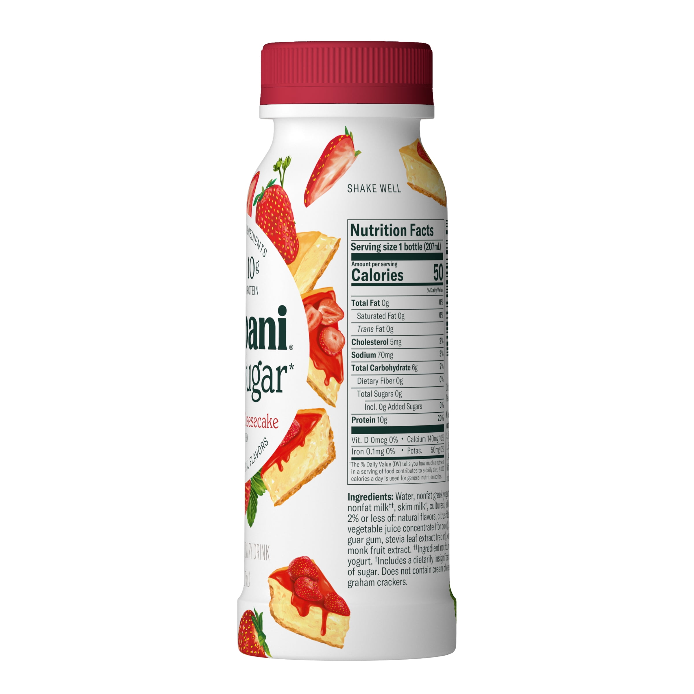 Chobani Zero Sugar Yogurt-Cultured Dairy Drink Strawberry Cheesecake 7 fl oz Bottle