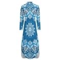 thumbnail image 6 of 2024 Vintage Boho Floral Casual Dress Blue Mandala Street Fashion Dresses Long Sleeve Elegant Womens V Neck Oversized Chiffon Dress, 6 of 7