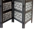 thumbnail image 3 of Four Panel Mango Wood Room Divider with Traditional Carvings, Black and White - Saltoro Sherpi, 3 of 5