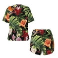 thumbnail image 6 of Wukai Watercolor Tropical Flowers Women's Pajama Set,Short-Sleeve Top and Shorts with Elastic Waistband and Pockets for Loungewear, Yoga, and Casual Wear-3X-Large, 6 of 8