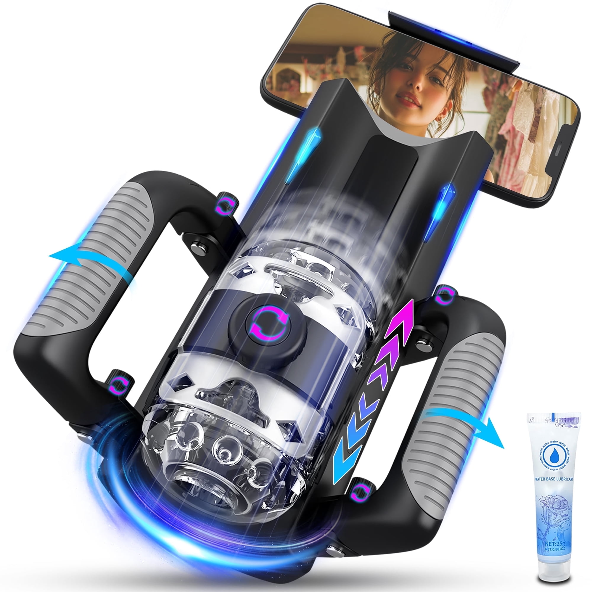 NCTTRP Thrusting Male Masturbator with Adjustable Tightness, Detachable TPE Sleeve, USB-C Rechargeable, Black