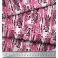 thumbnail image 2 of Soimoi Pink Rayon Fabric Brush Stroke & Leopard Animal Skin Printed Craft Fabric by the Yard 42 Inch Wide, 2 of 3
