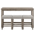 thumbnail image 2 of MIKIBAMA Modern Brown MDF Bar Table Set with Power Outlet, 4-piece Dining Set, 2 of 8