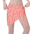 thumbnail image 3 of KLL Red Pretty Flowers Print Women's Sarong Coverups Short Bathing Suit Wrap Skirt Beach Wrap Swimsuit Cover Ups, 3 of 6