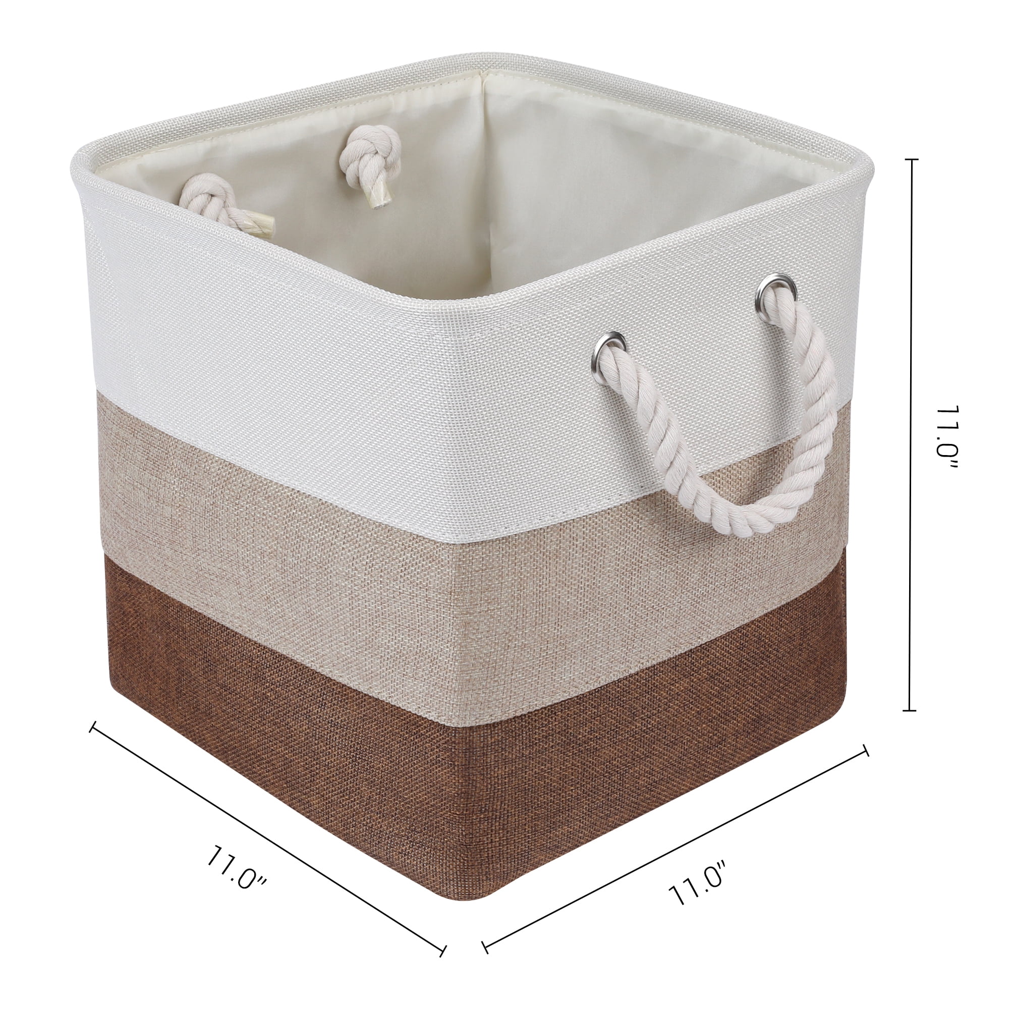 Unique Bargains Collapsible Storage Basket for Closet Organizers Khaki 11"x11"x11"