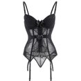 thumbnail image 4 of Removable Strap Corset With Cup Girdle Lingerie Bowknot Lace Up Bodysuit For Women Padded Bra Corsets Bustiers With Suspenders Red, 4 of 5