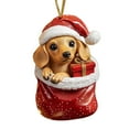 thumbnail image 4 of LmnLft Dog Acrylic Christmas Ornament, Cute Dog in Red Gift Bag Christmas Flat Acrylic Decorations, Fun and Festive Xmas Tree Hanging Decoration for Party Holiday Home Decor, Gift for Dog Lover, 4 of 9