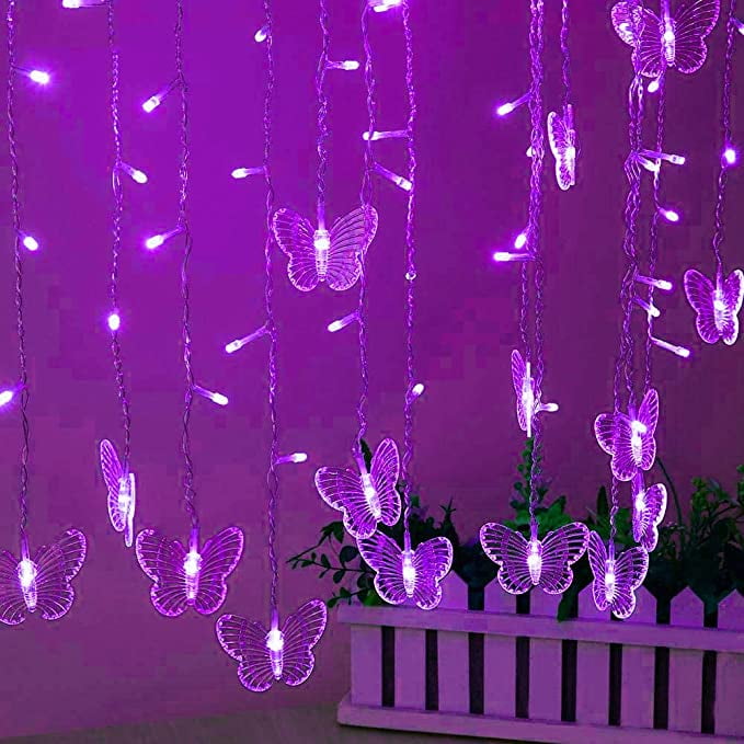 courtyard, curtain and in remote with Christmas, plug bedroom, LED Lights 96 Butterfly USB with control lights Fairy light party flash String wedding
