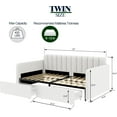 thumbnail image 2 of Tabaray Twin Size Daybed Upholstered Futon Sofa Bed  with 2 Drawers Storage, Ribbed Tufted Backrest Lavish Modern Design, Couch Bed Frame for Bedroom Living Room Guest Room Apartment,  Ivory Boucle, 2 of 8