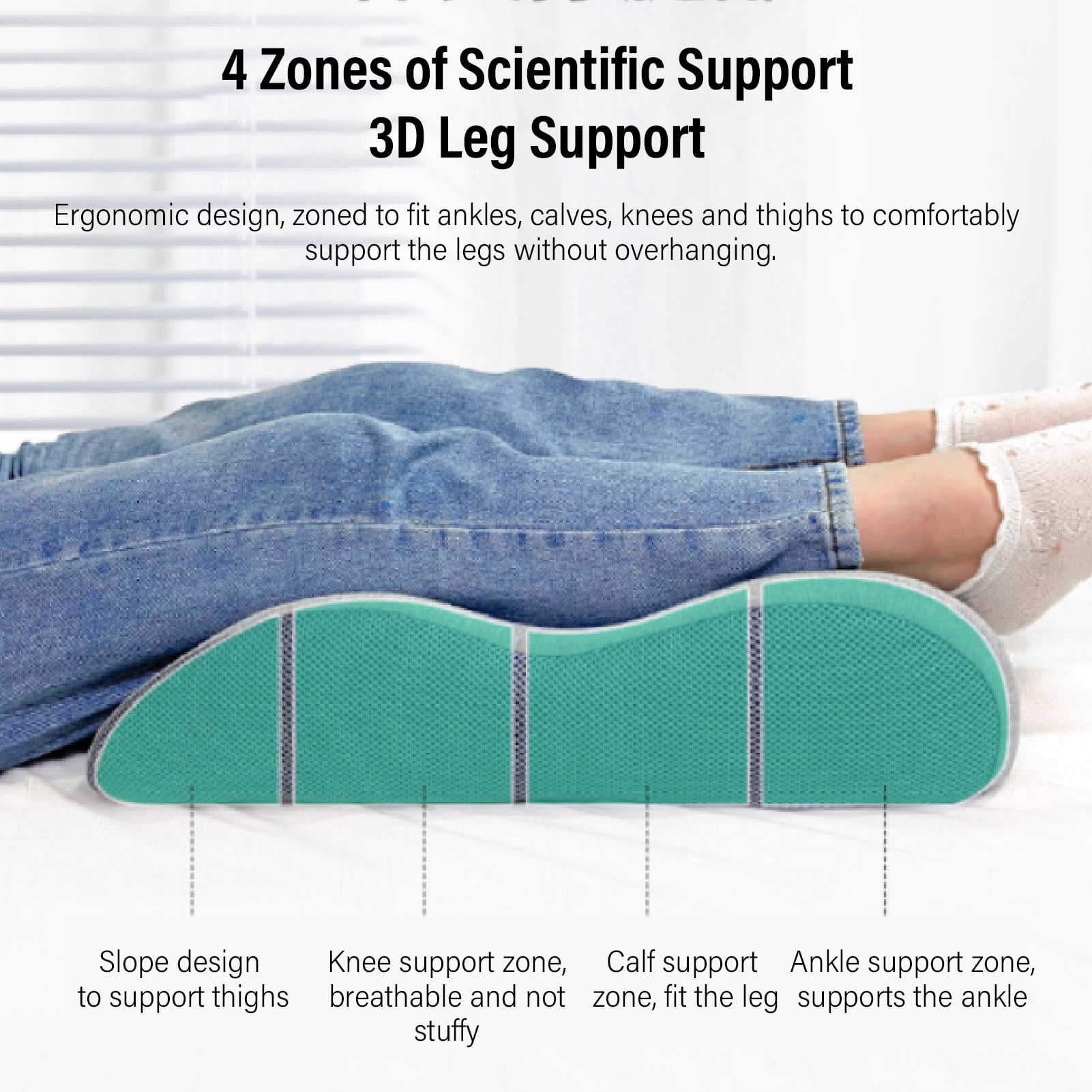 Yajisi Wedge Leg Pillow Multifunctional Detachable Sleeve Memory Foam Elevation Pillow for Sleep and Rest Support, 21.26 inches / 54 cm