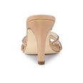 thumbnail image 2 of BLISSFUL STEP Women's Triple Strap Rhinestone Mules Open Toe Stiletto Heel Slide Sandals Nude 6, 2 of 8
