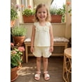 thumbnail image 5 of Loicainy Toddler Baby Girl Summer Outfit 6 12 18 24 Months 2T 3T 4T Casual Decorative Flower Design Sleeveless Tops and Shorts 2 Pcs Clothes Set, 5 of 9