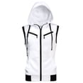 thumbnail image 2 of Unique Bargains Men's Sleeveless Zip Up Drawstring Hooded Vest 36 White, 2 of 7
