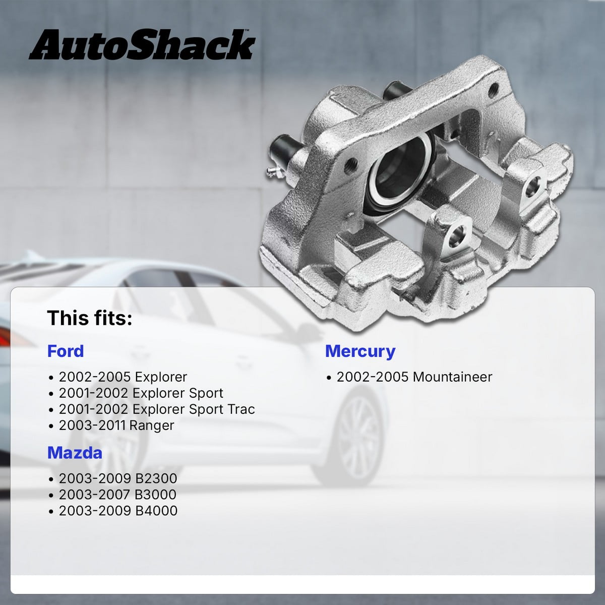 AutoShack Front Brake Caliper for Ford & Mercury, Ranger 2003-2011 Explorer 2002-2005 Explorer Sport Trac 2001-2002 Mountaineer 2002-2005, 4WD RWD AWD L4 2.3L V6 3.0L 4.0L V8 4.6L, Left