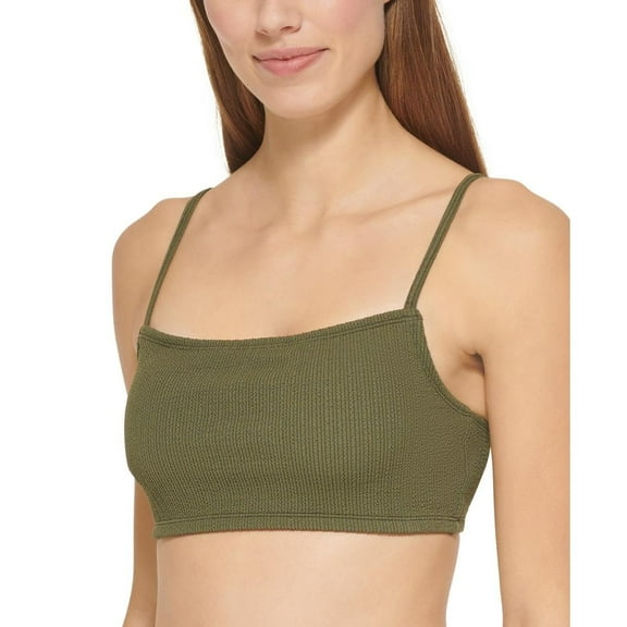 DKNY Textured Bralette Bikini Top Moss Micro Scrunch Texture XS