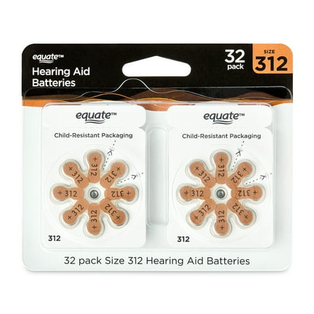 Equate Hearing Aid Batteries, Size 312, 32 Pack