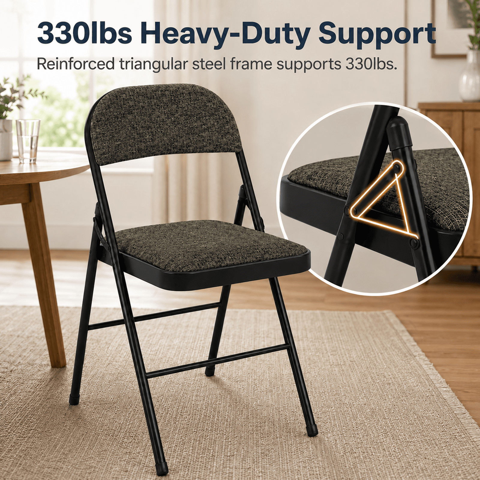 Alvantor Folding Chairs with Padded Cushion and Back, Sturdy Steel Stackable, Portable Dining Chair Set for Home and Office, Conference, Wedding, Party, Patio