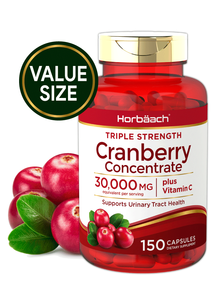 Horbaach Cranberry (30,000 mg) + Vitamin C 150 Capsules Triple Strength Ultimate Potency Non