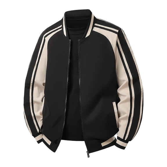 Guluxicc Men's Letterman Jackets with Pockets Full Zipper Color Block Long Sleeve Athletic Jackets for Everyday Outdoor Workout Wear Fall Winter Casual Jackets
