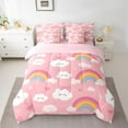 thumbnail image 2 of Homewish Kawaii Bowknot Cloud Bedding Comforter Set 7pcs, Cute Cartoon Rainbow King Bedding Sets, Pink Princess Style Reversible Bed Sheets, Luxury Bedroom Decor, 2 of 7