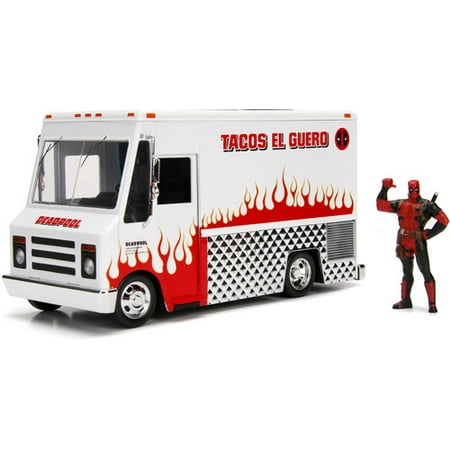 Marvel Deadpool & Taco Truck Die-cast Car, 1:24 Scale Vehicle, 2.75Collectible
