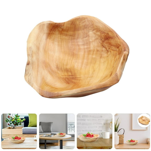 HOMEMAXS  Wood Dish Bowl Key Snack Decorative Fruit for Kitchen Counter