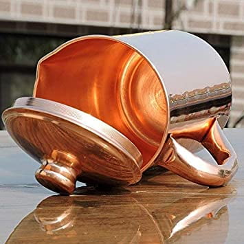 SAI DECORATIVE Pure Copper Plain Design Jug Pitcher with Lid, Storage & Serving Water, Beneficial for Health, Volume- 1000ML