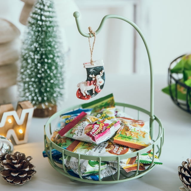 Cesta de fruta de plátano con gancho de hierro forjado simple Cesta de refrigerio de Navidad de Año Nuevo Cesta de almacenamiento de artículos diversos para el hogar