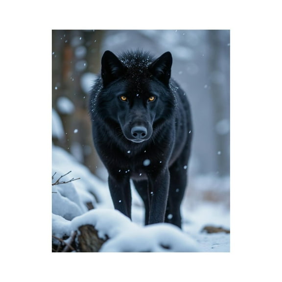 Paint by Numbers Kit for Adults, Snowy Black Wolf Gaze Paint by Numbers, Easy Paint by Numbers Kit for Adults Beginner, DIY Adult Paint by Number Kits on Canvas, Home Decor