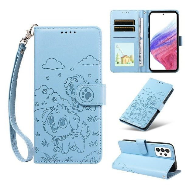 Funda Cartera GANGXUN con Diseño de Perrito en Relieve para Samsung Galaxy A53 5G , Protección 360° con Ranuras y Correa Desmontable