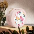 thumbnail image 6 of Fuzoiu Colorful Flowers Print Portable Jewelry Box,Round Mini Leather Travel Jewelry Case,Small Travel Jewelry Organizer,Jewelry Holder for Ring Necklace Earring for Women Girls-Pink, 6 of 7